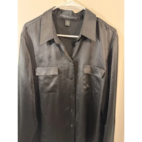 Josephine Chaus Black Button Down Shirt - Picture 3 of 7